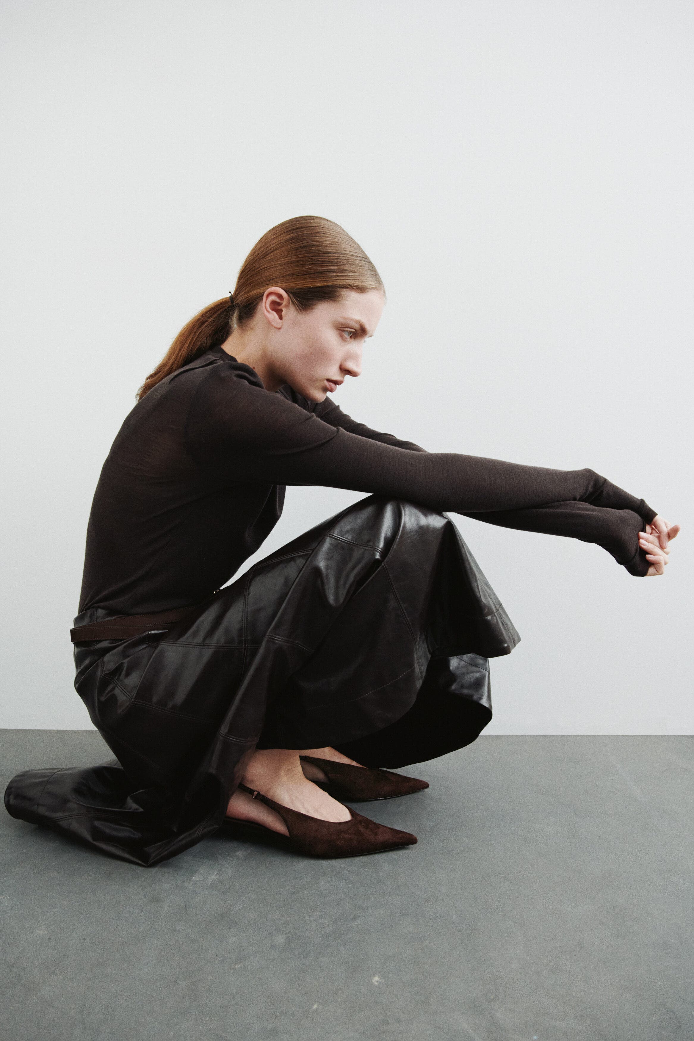 H&M Kitten-heeled Slingbacks, Alternate, color, Dark Brown