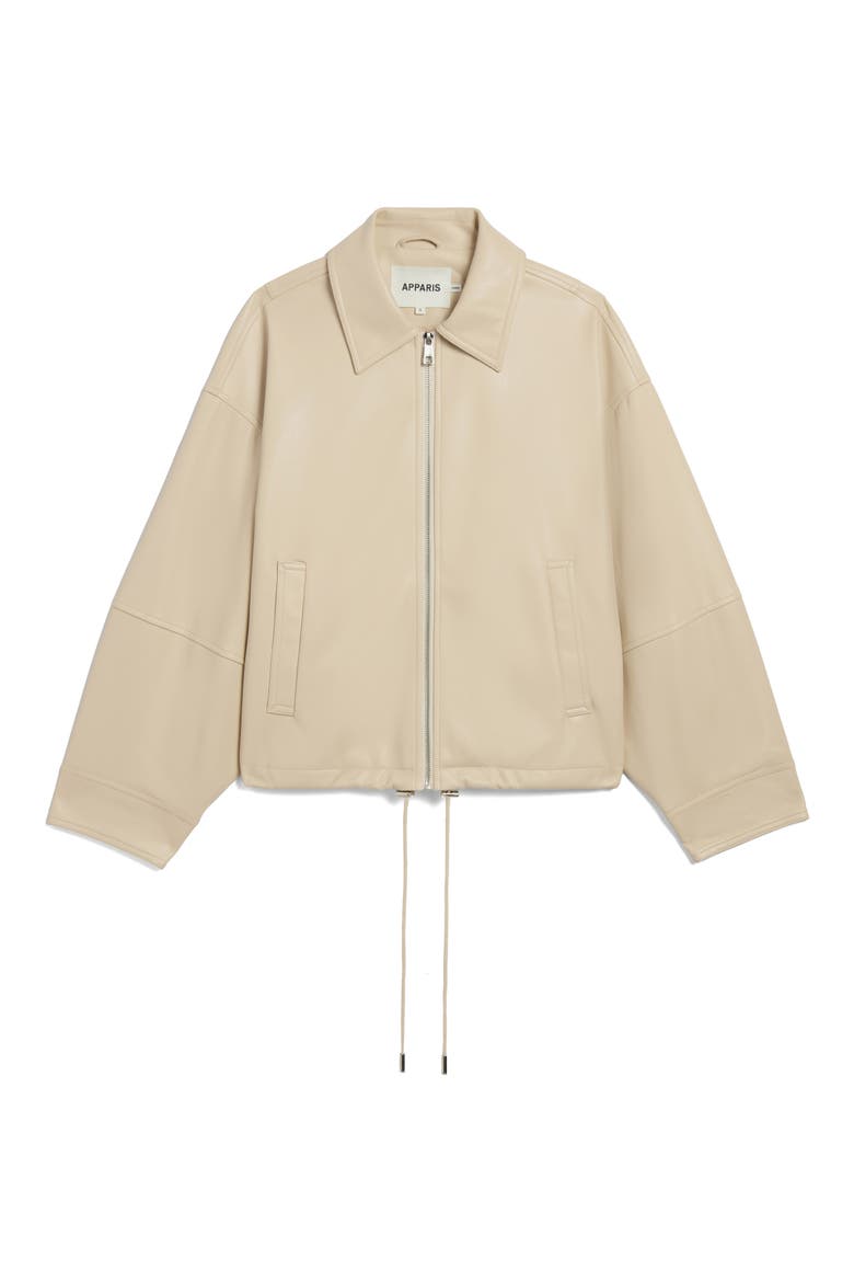 Ada Faux Leather Bomber Jacket, Alternate, color, LATTE