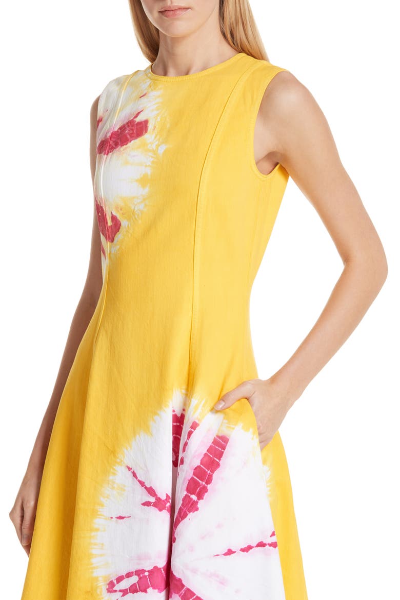 Tie Dye Fit & Flare Midi Dress, Alternate, color, YELLOW FUCHSIA
