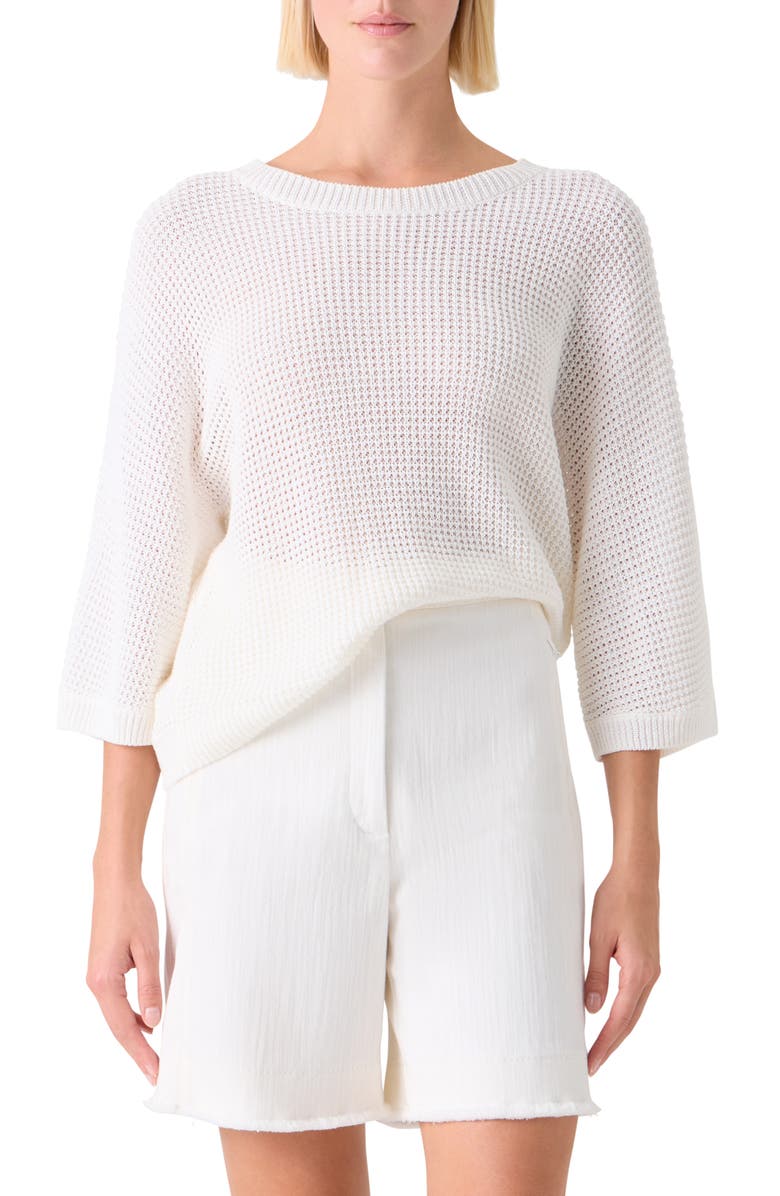 Akris punto Linen & Cotton Sweater, Main, color, Cream