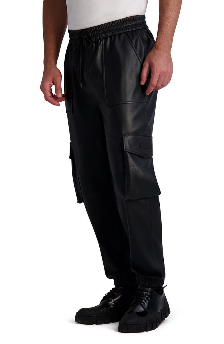 KARL LAGERFELD PARIS Faux Leather Cargo Pants, Alternate, color, 
