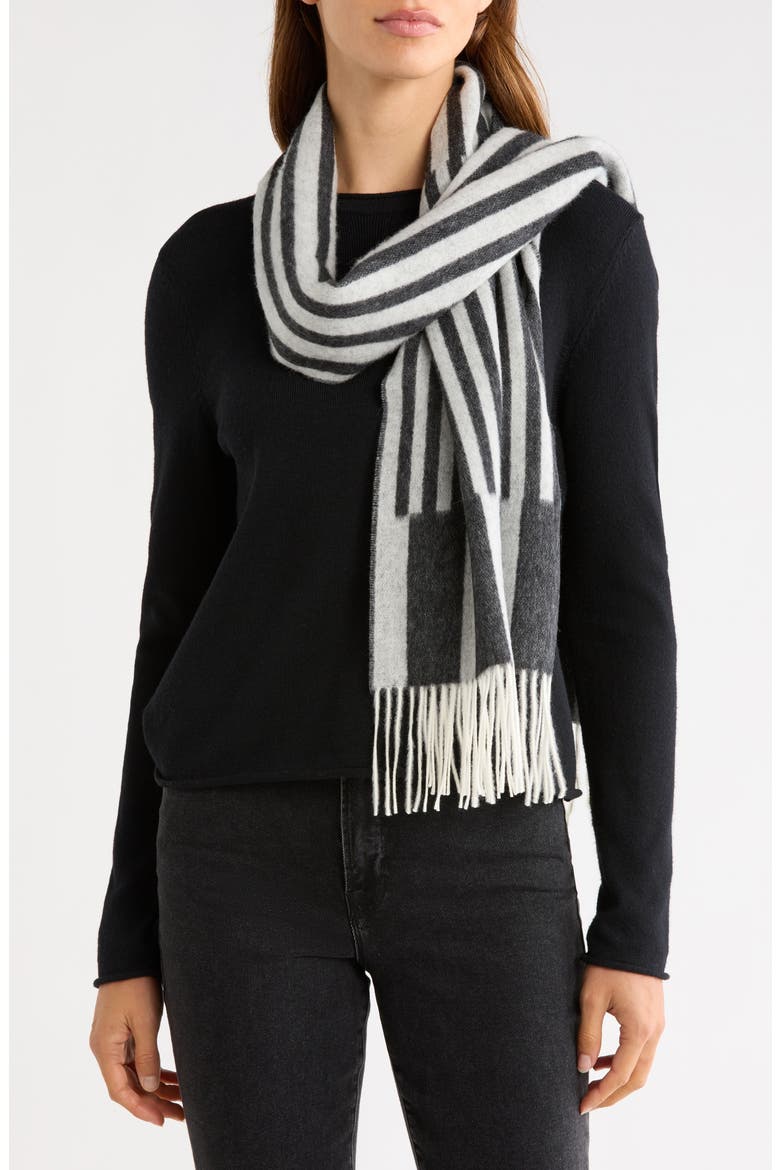 Stripe Wool & Cashmere Scarf, Main, color, GREY- CHARCOAL