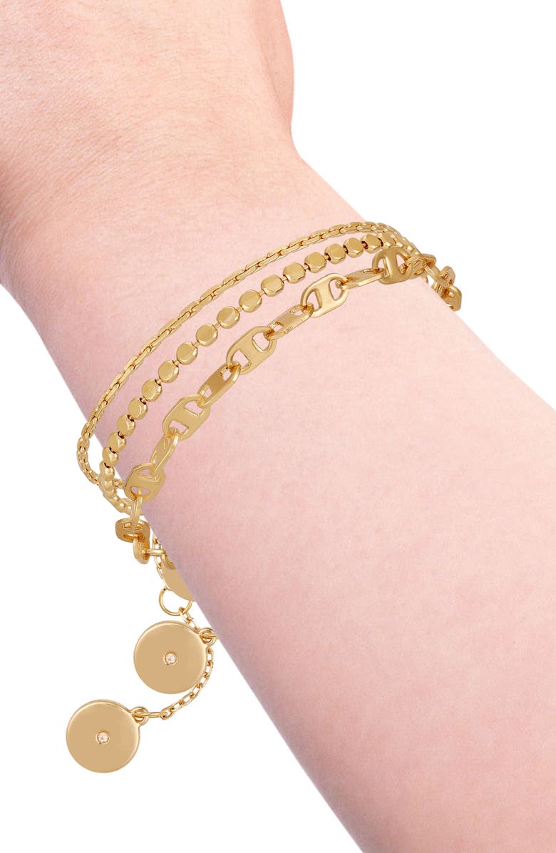 Vince Camuto Set of 3 Assorted Chain Bracelets, Alternate, color, Gold Tone