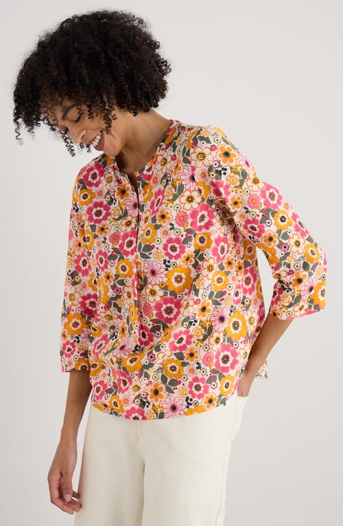 Seasalt Cornwall Watercolour Sketch Floral Print Woven Shirt In Pink