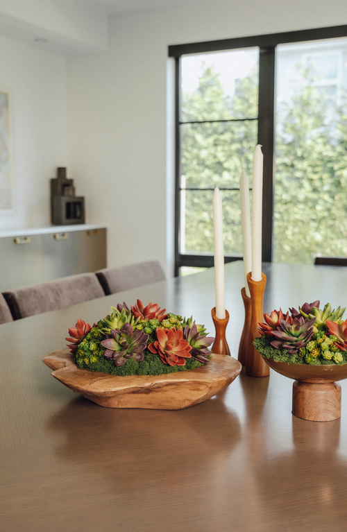 Cocobella Mojave Wooden Bowl Succulent Arrangement
