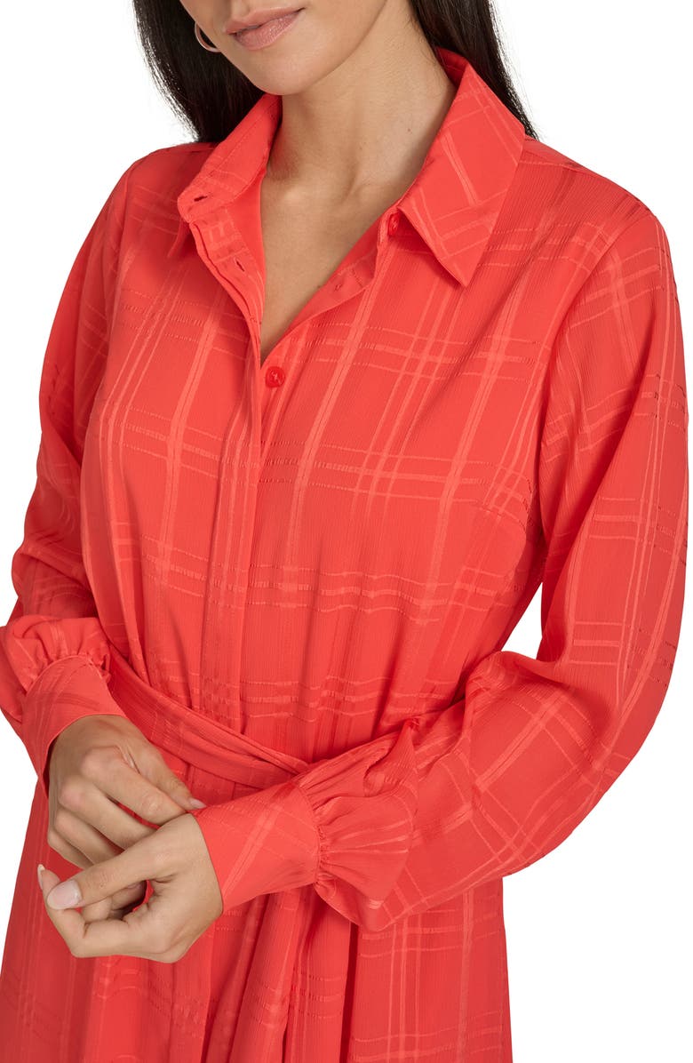 Calvin Klein Plaid Long Sleeve Chiffon Shirtdress, Alternate, color,
