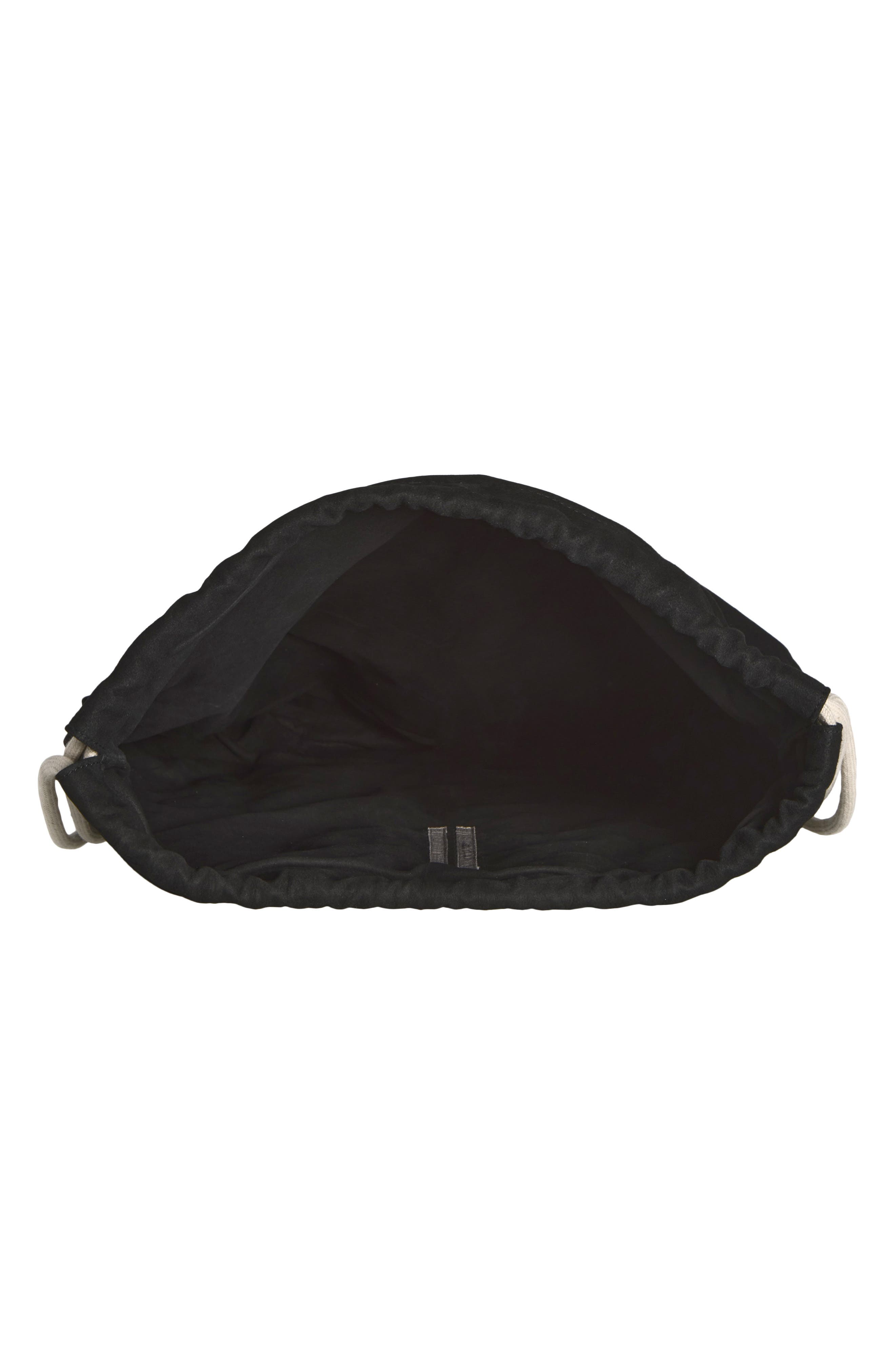 Leather Drawstring Backpack, Alternate, color, BLACK/ PEARL