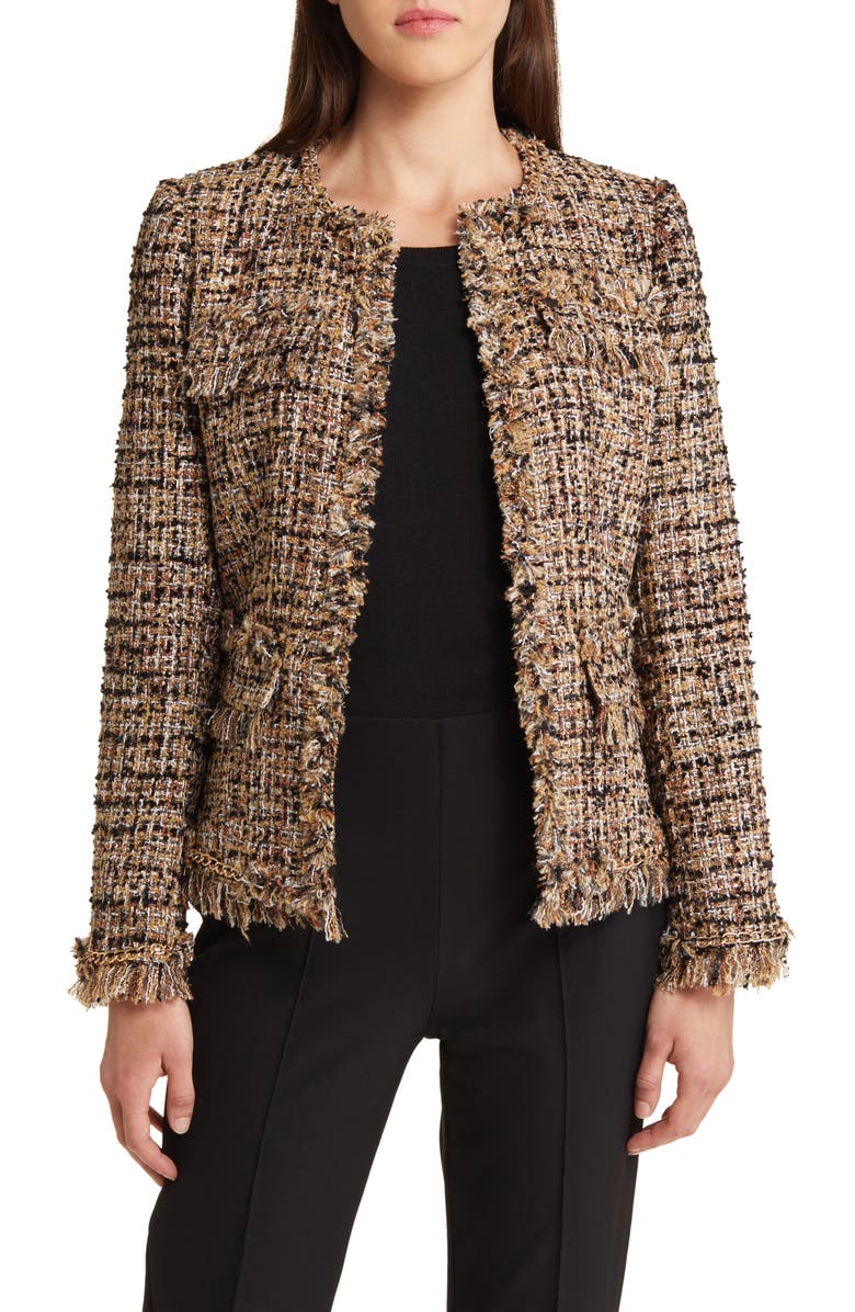 KOBI HALPERIN Lisa Bouclé Tweed Jacket, Main, color, Gold