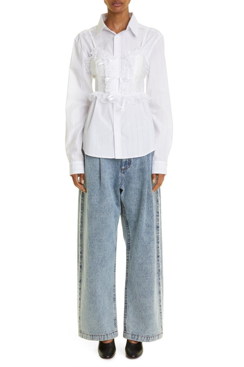 Lingerie Button-Up Shirt, Alternate, color, WHITE