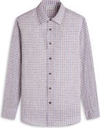 Bugatchi Karl Shaped Fit Gingham Check Linen Button-Up Shirt