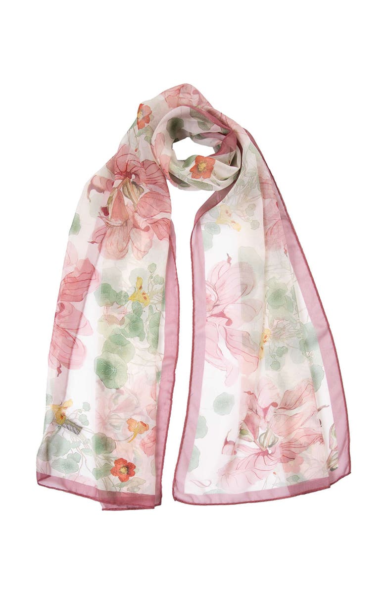 Elizabetta Monique - Long Sheer Silk Scarf for Women, Main, color, Antique Rose