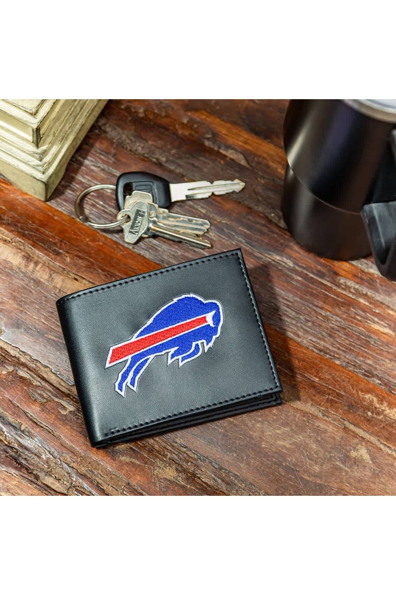 Buffalo Bills Synthetic Leather Embroidered Bifold Wallet, Alternate, color, Black