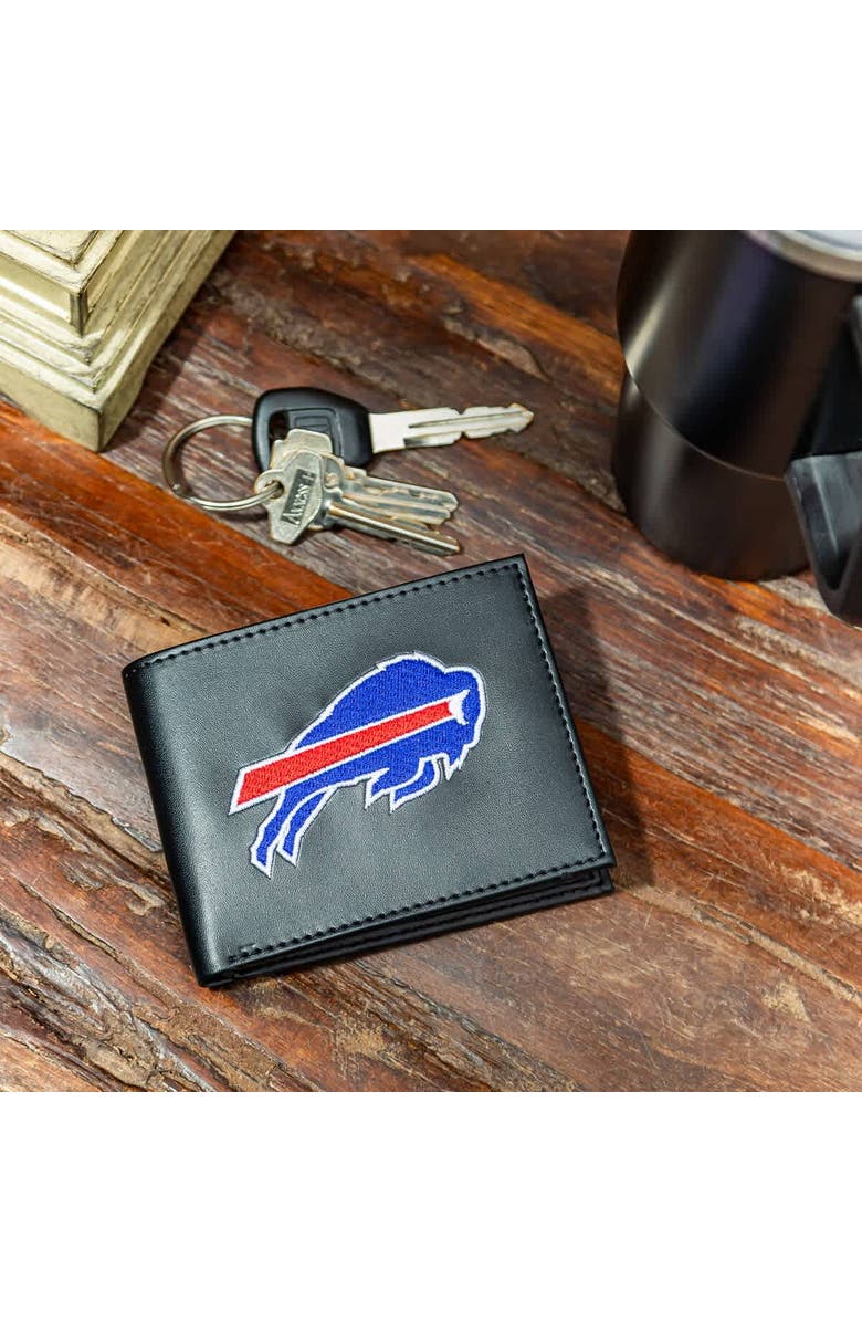 Evergreen Enterprises Buffalo Bills Synthetic Leather Embroidered Bifold Wallet, Alternate, color, Black