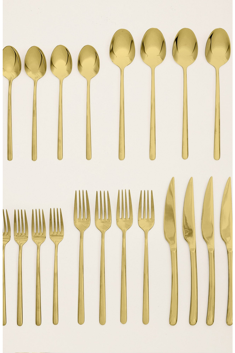Emilia Mirror 20 Piece Flatware Set, Alternate, color, Gold