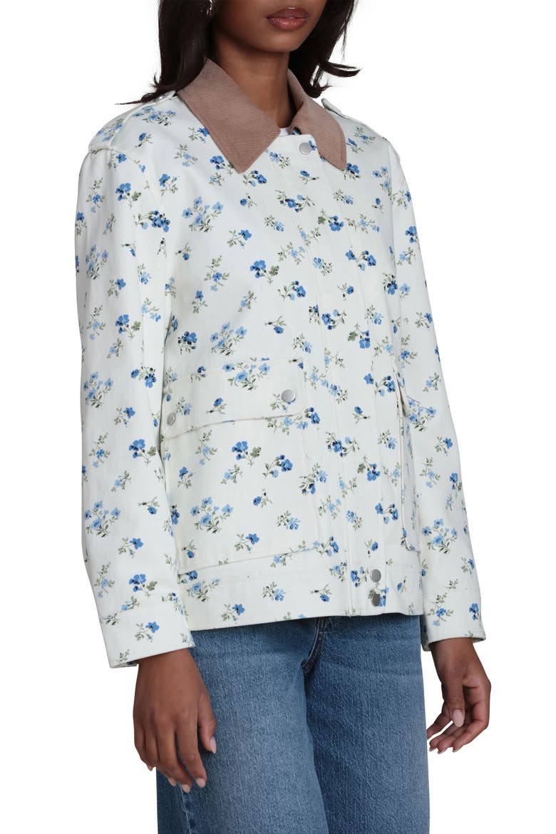 Mixed Media Twill Jacket, Alternate, color, VALLEY FLORAL CORNFLOWER