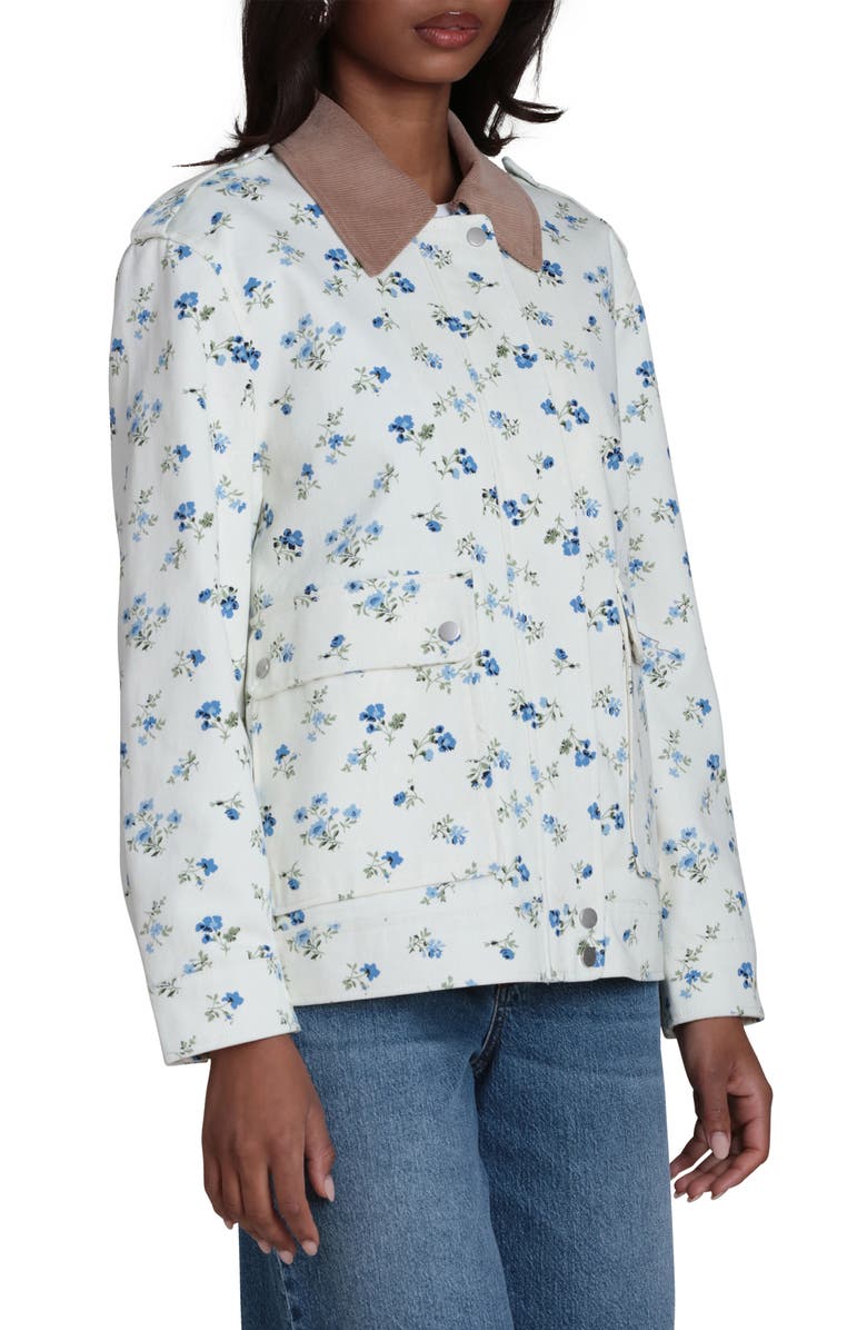 Bagatelle Mixed Media Twill Jacket, Alternate, color, Valley Floral Cornflower