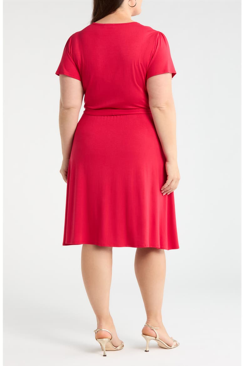 Flutter Sleeve Faux Wrap Jersey Dress, Alternate, color, RED