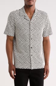 TRUTH Geometric Jacquard Knit Camp Shirt