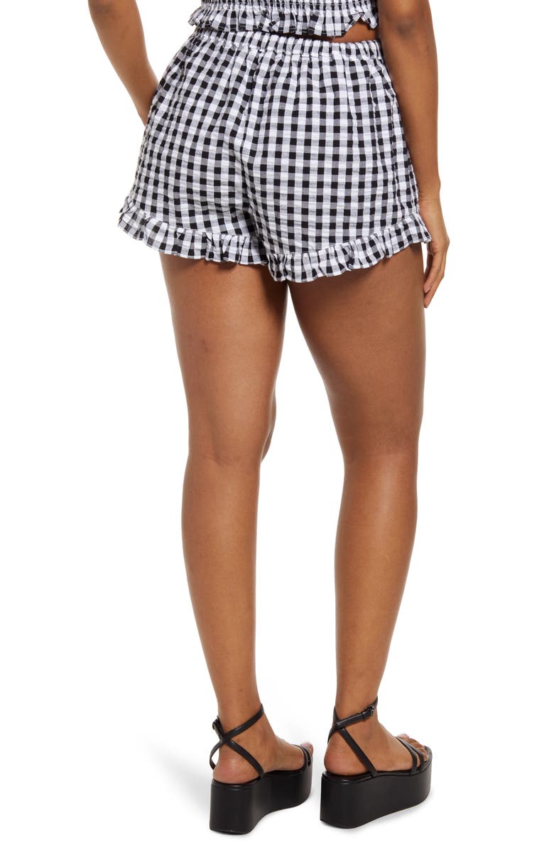 BP. Ruffle Trim Gingham Cotton Shorts, Alternate, color, 