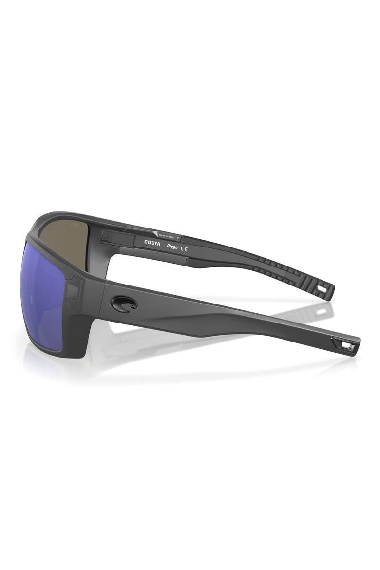 Diego 62mm Mirrored Polarized Oversize Rectangular Sunglasses, Alternate, color, MATTE GRAY