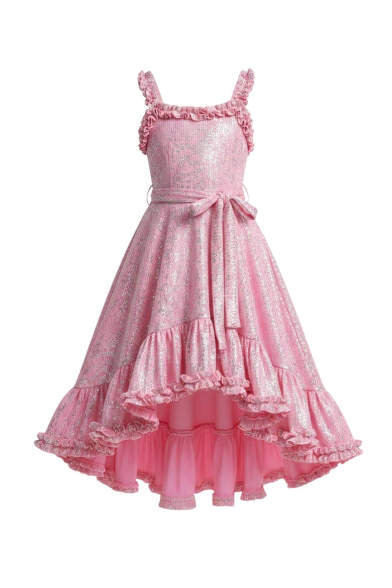 Cute Girls Ruffle Hi-Lo Dress, Main, color, Pink