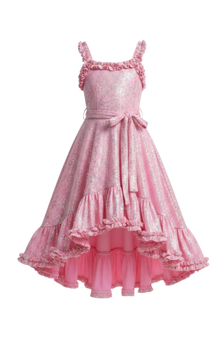 Mia Belle Girls Cute Girls Ruffle Hi-Lo Dress, Main, color, Pink