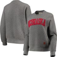 PRESSBOX Women's Pressbox Heather Charcoal Nebraska Huskers Moose Quilted Pullover Sweatshirt