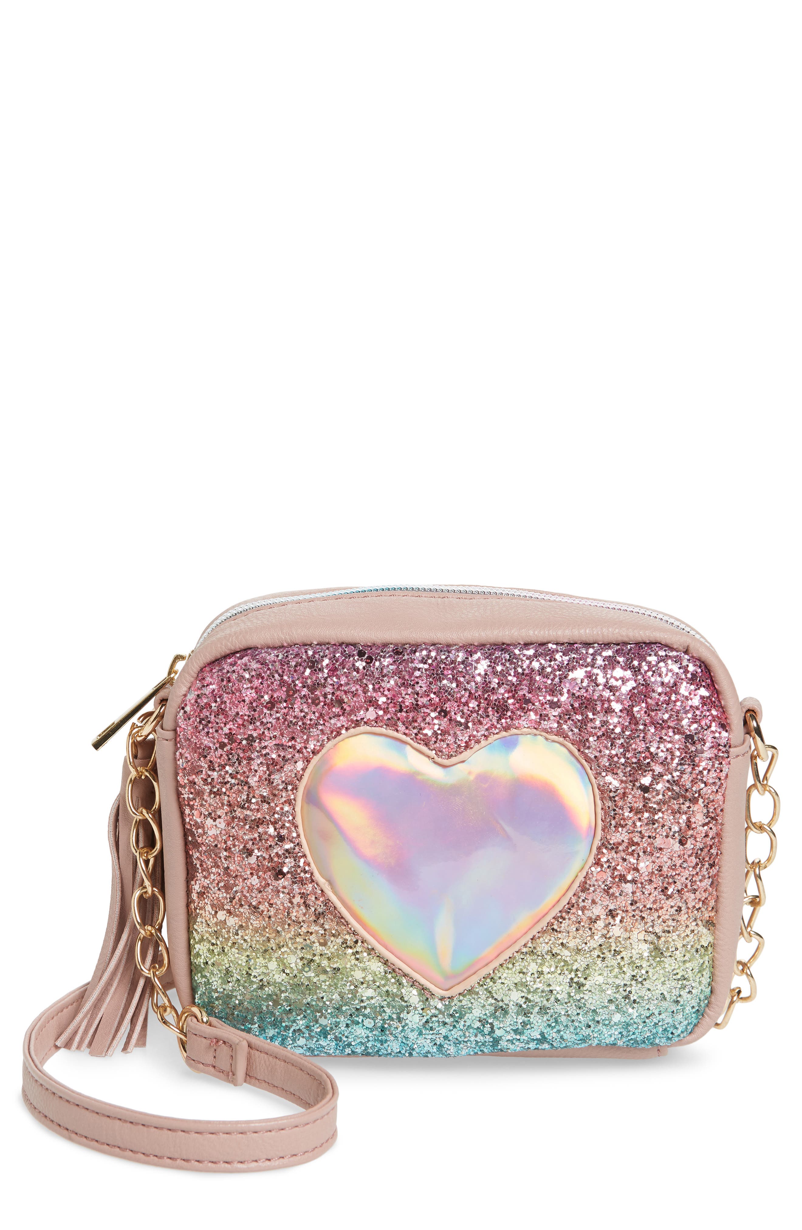 OMG Accessories OMG Glitter Crossbody Bag, Main, color, 
