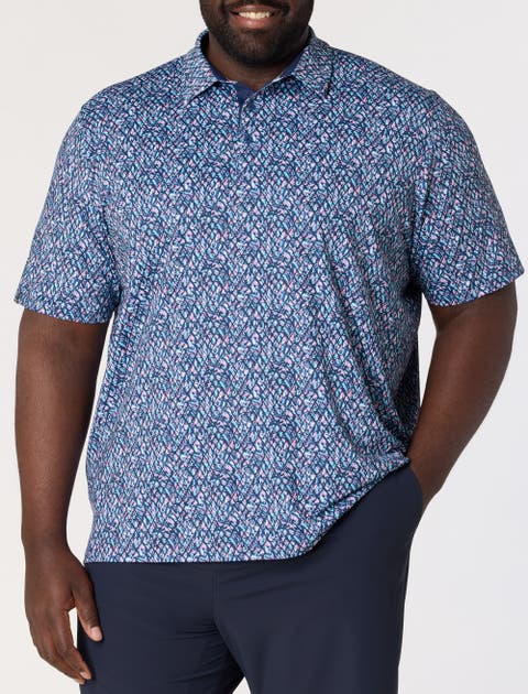 Big & Tall Multi Palm Geometric Print Polo Shirt