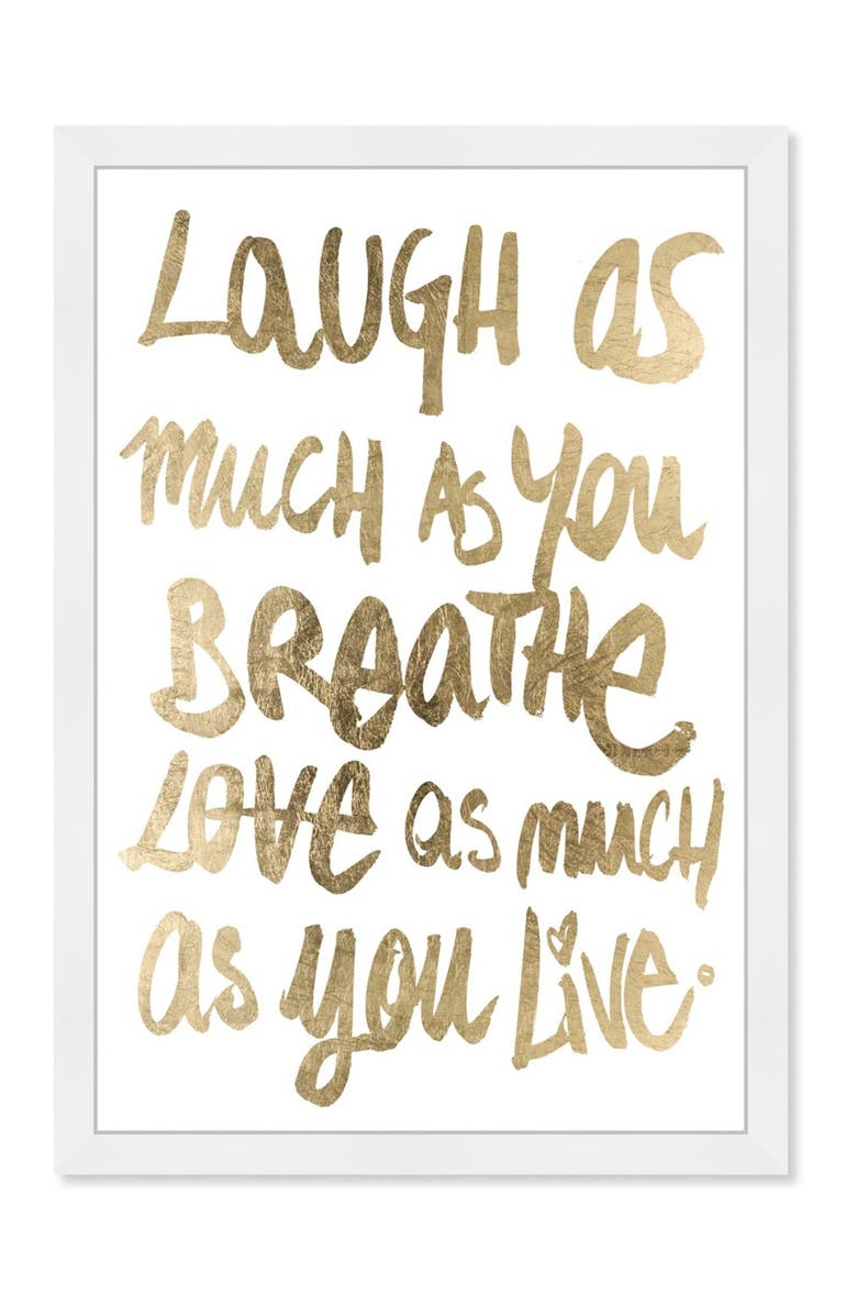Wynwood Studio Laugh Gold Gold Framed Wall Art, Main, color, 