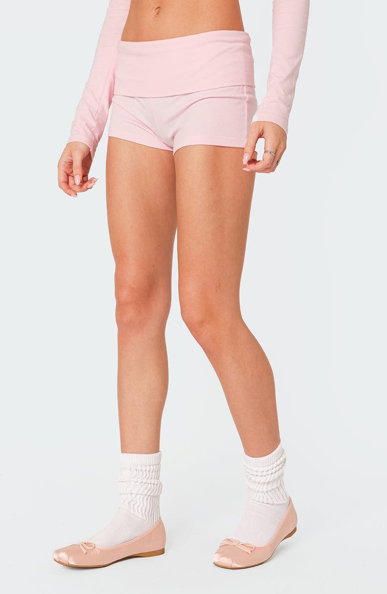 EDIKTED Meg Foldover Shorts, Alternate, color, Pink