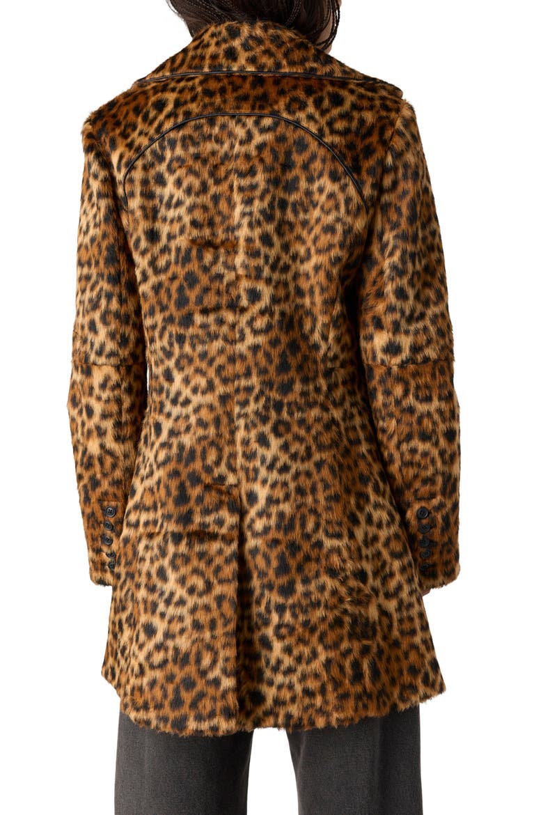 Delancy Leopard Faux Fur Lady Coat, Alternate, color, LEOPARD