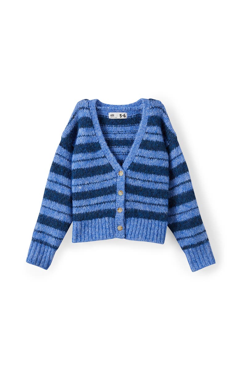 Cotton On Kids Kid's Vera Vee Neck Cardigan, Main, color, Deep Sea Blue Stripe