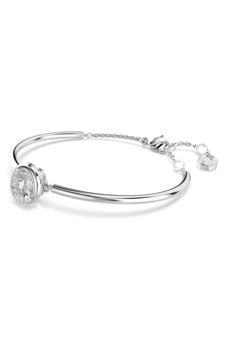 Swarovski Dextera Dancing Crystal Charm Bangle Bracelet, Alternate, color, White/ Silver
