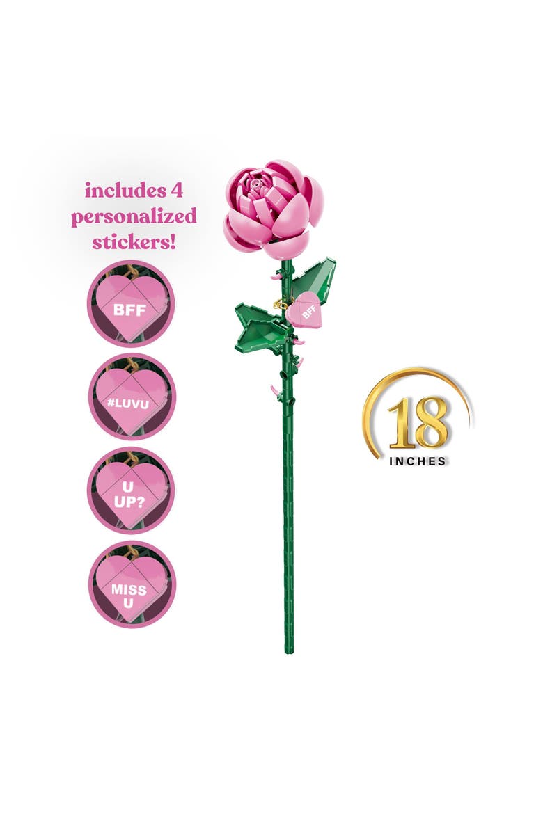 Bricktanicals Pink Long Stem Rose Building Set, Alternate, color, Pink