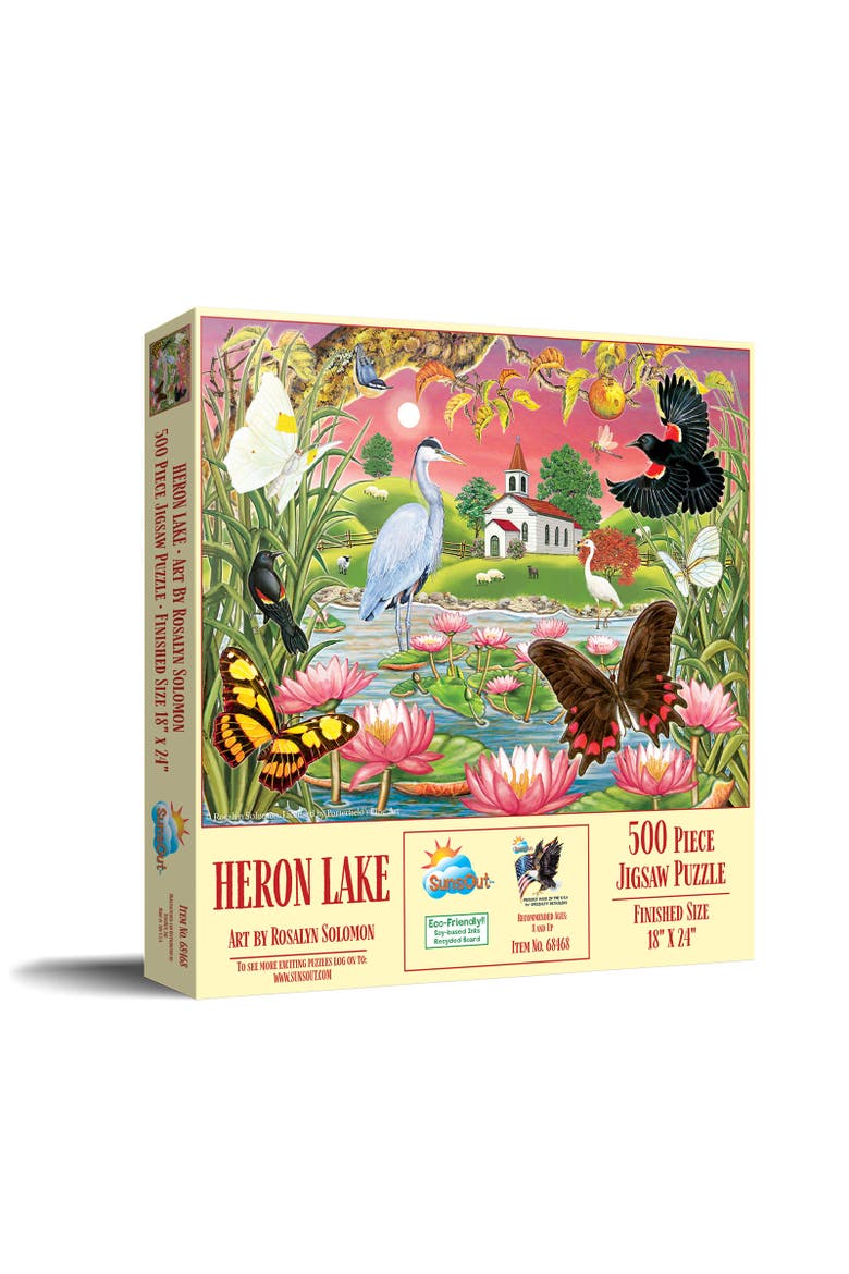 Heron Lake 500 piece Jigsaw Puzzle for Adults, Main, color, Multicolor