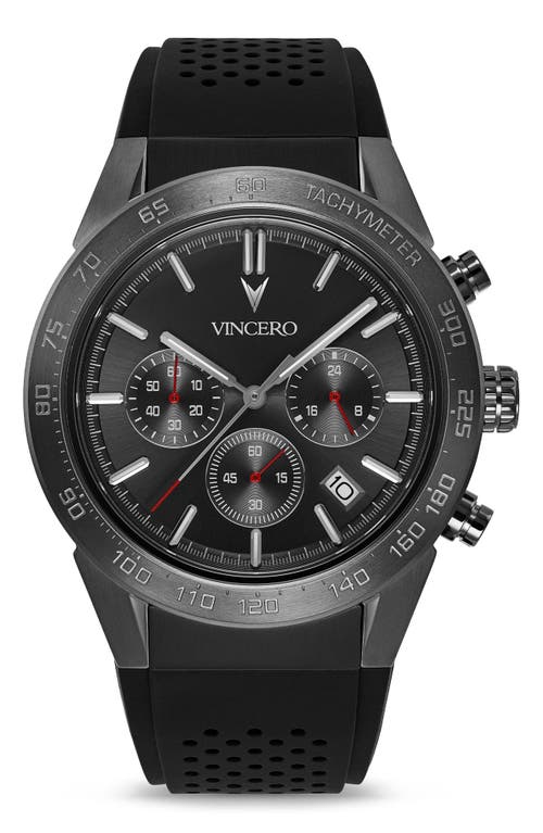 Vincero Rogue Chronograph Silicone Strap Watch, 43mm in Gunmetal/Red at Nordstrom