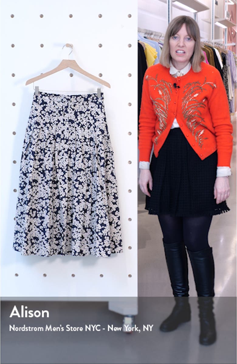 Harper Floral Pleated A-Line Midi Skirt, sales video thumbnail