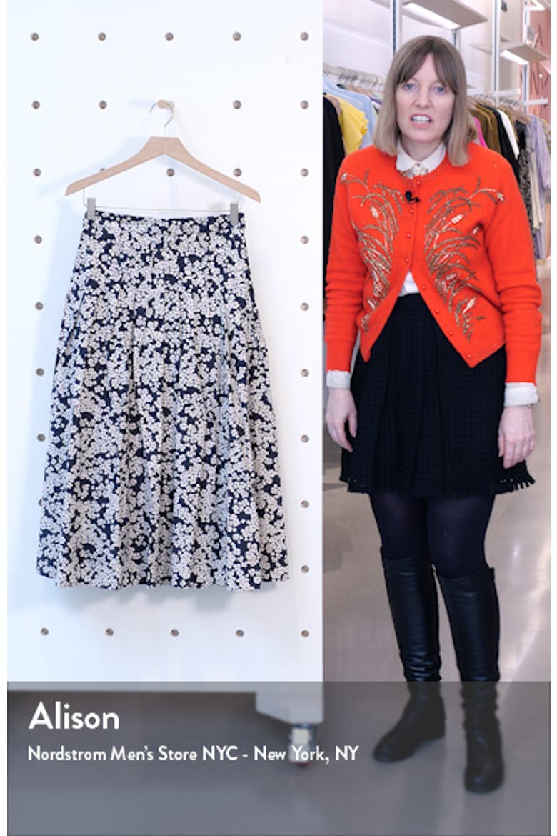 Harper Floral Pleated A-Line Midi Skirt video