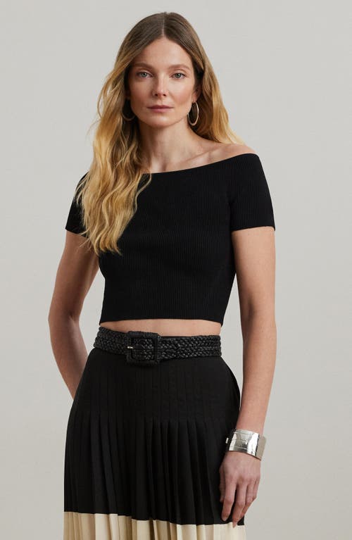 Ralph Lauren Women's Off-the-shoulder Cropped Sweater In Black