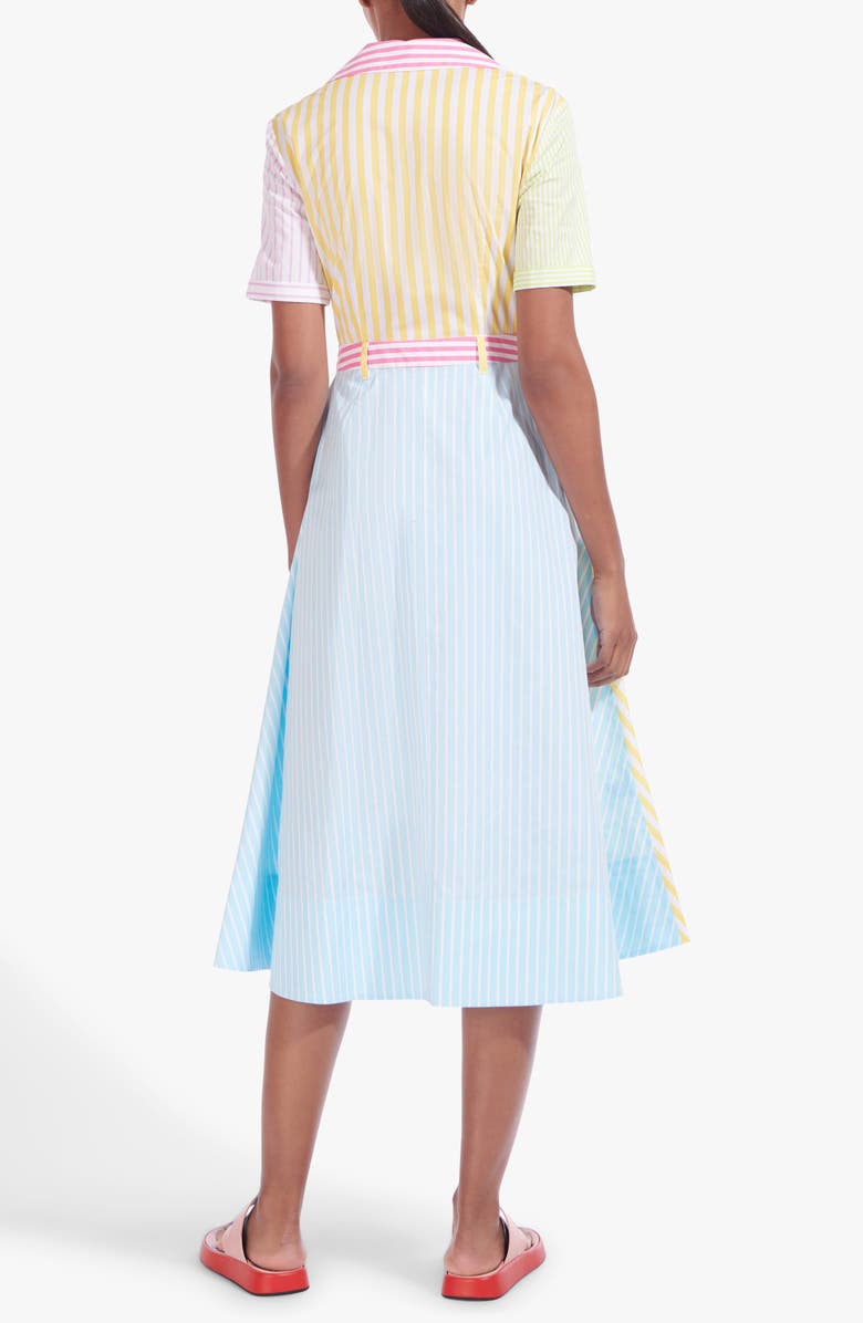 STAUD Giorgiana Stripe Tie Front Cutout Midi Dress, Alternate, color,