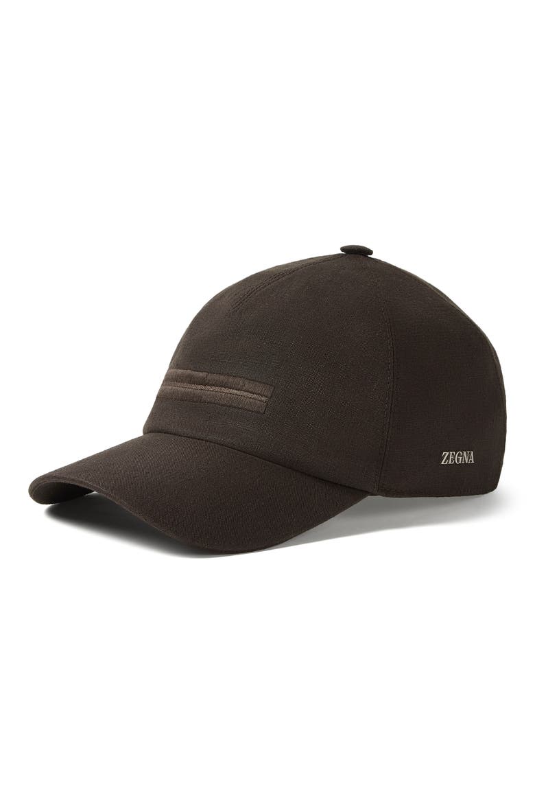 Dark Brown Oasi Lino Baseball Cap, Main, color, DARK BROWN