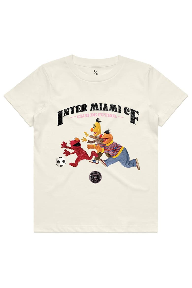 Youth Peace Collective x Sesame Street Cream Inter Miami CF Photorealistic T-Shirt, Alternate, color, Cream
