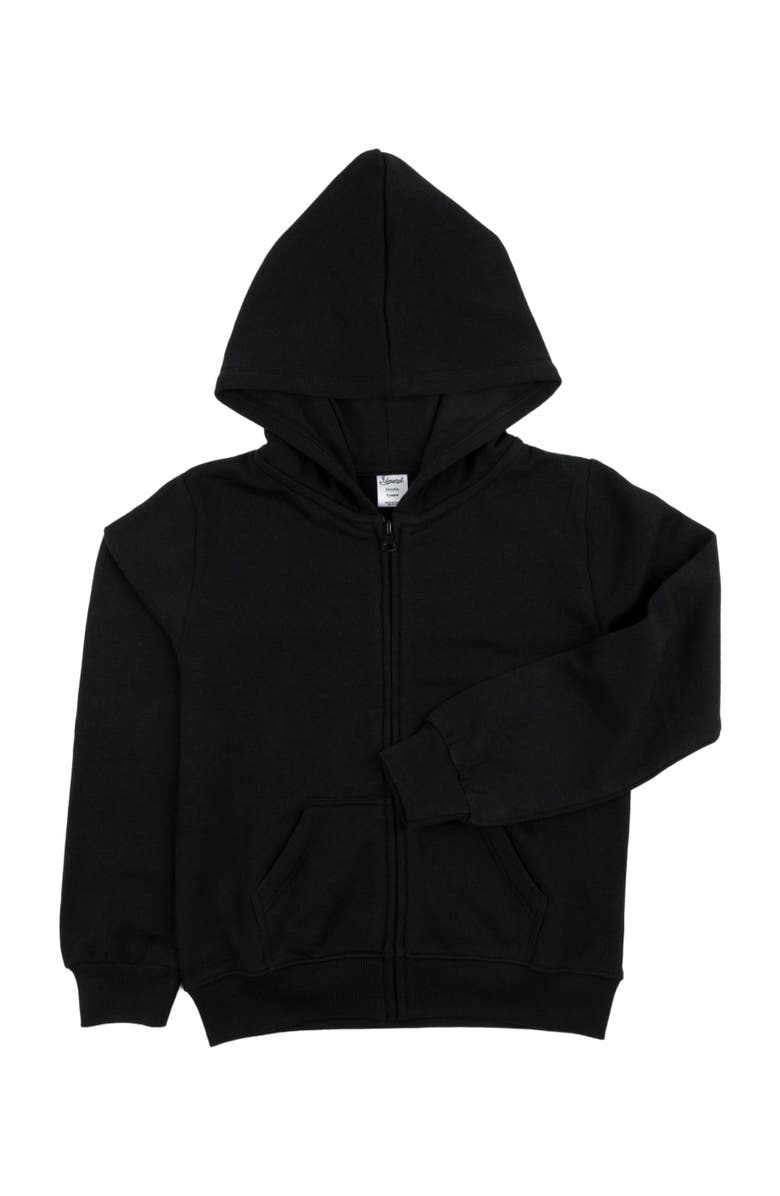 Leveret Kids Zip-Up Hoodie, 100% Cotton, Solid Colors, Alternate, color, Black