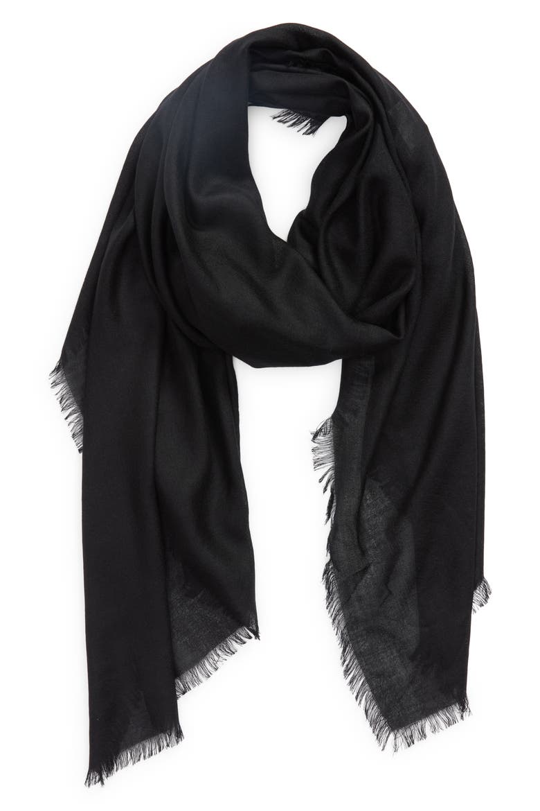 Cashmere & Silk Wrap, Alternate, color, BLACK