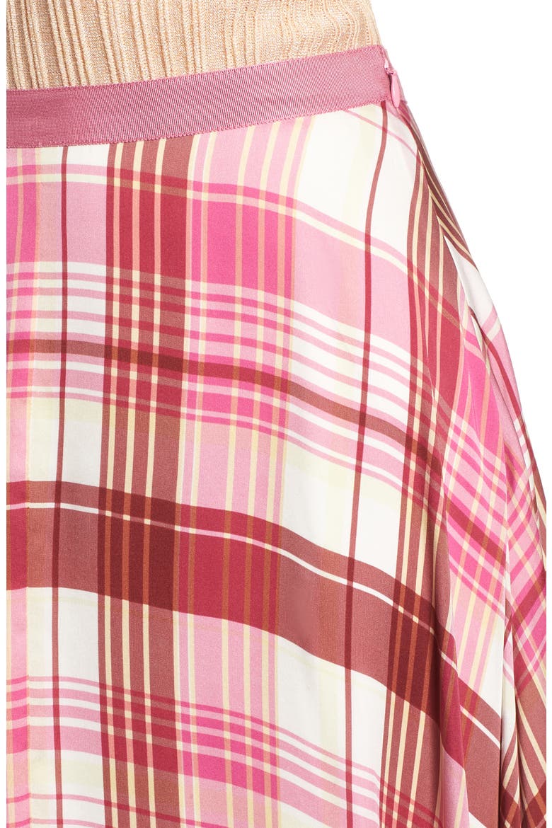 Plaid Silk Skirt, Alternate, color, PINK PHLOX LARA PLAID