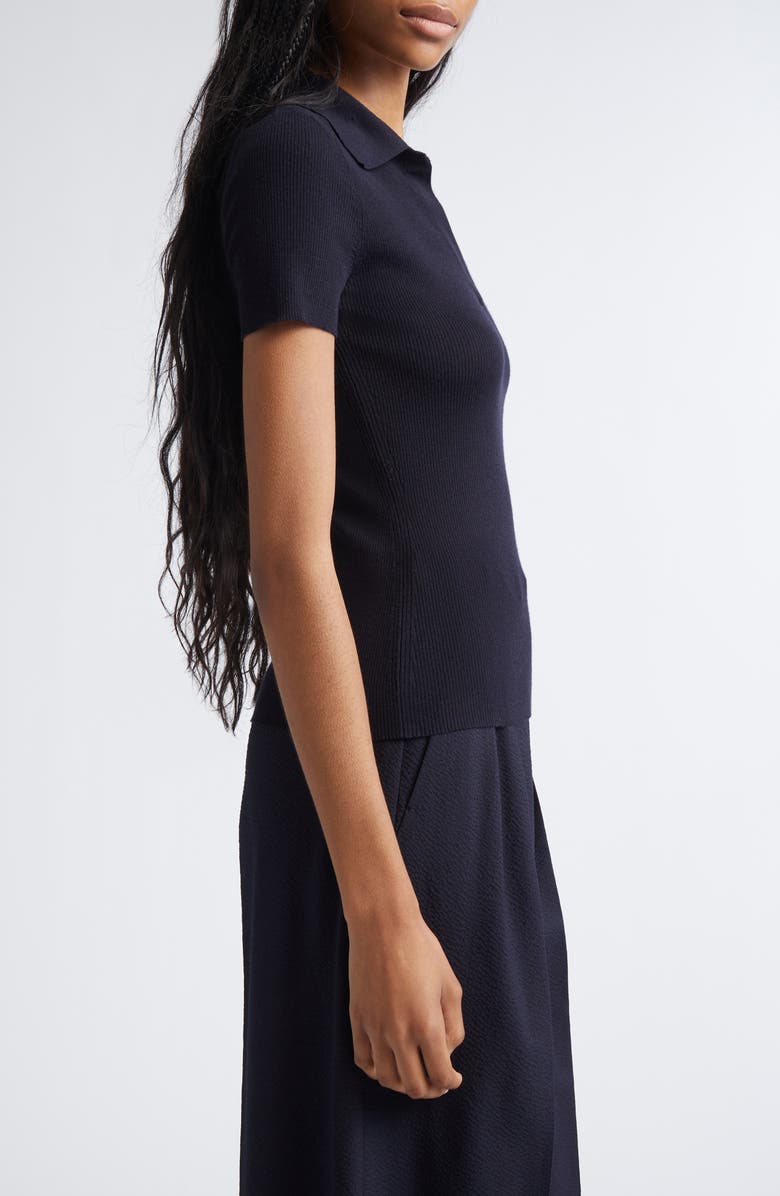 Max Mara Albero Virgin Wool Rib Polo Sweater, Alternate, color, Ultramarine
