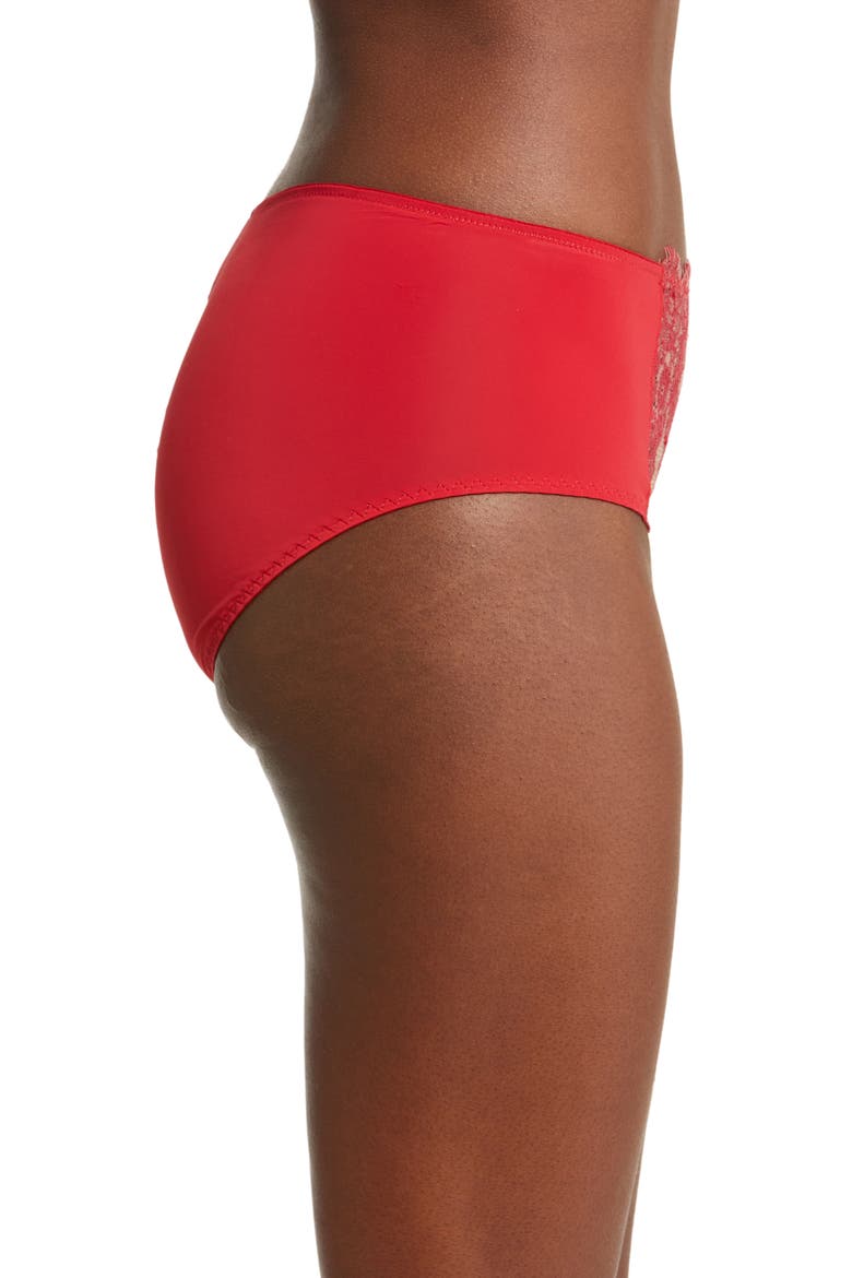 Entice Lace Trim Briefs, Alternate, color, LIPSTICK RED/ NYLON