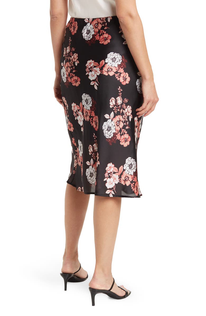 Forgotten Grace Printed Pull-On Satin Midi Skirt, Alternate, color, 