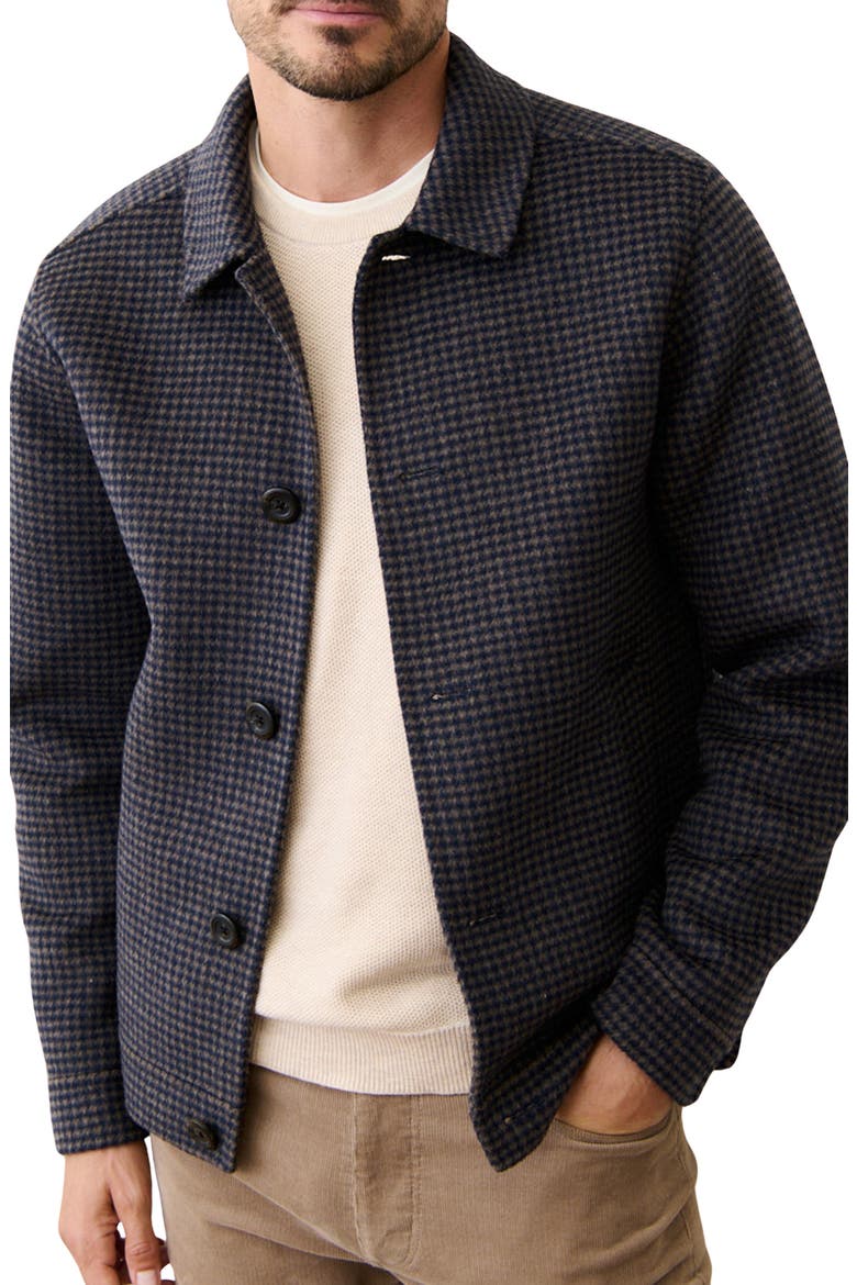 Luca Felted Houndstooth Jacket, Main, color, NAVY/ TAUPE HOUNDSTOOTH